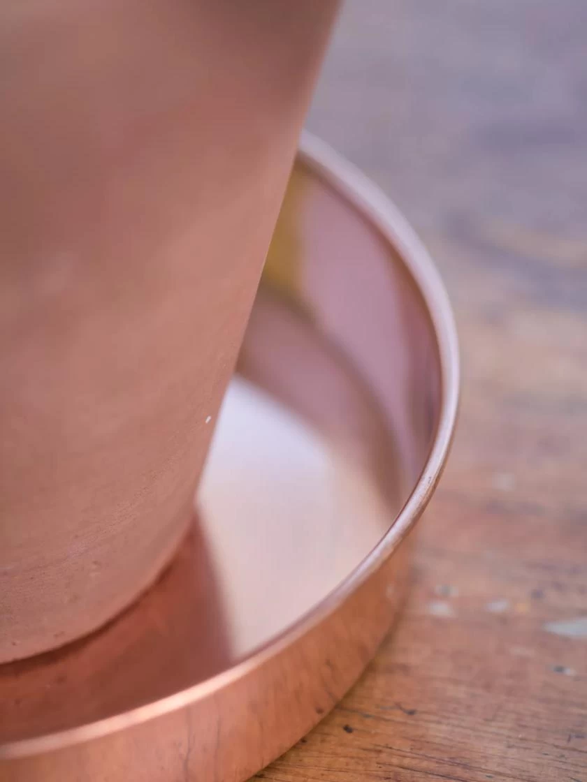 Extra Small Round Copper Plant Tray, 8" - Image 3
