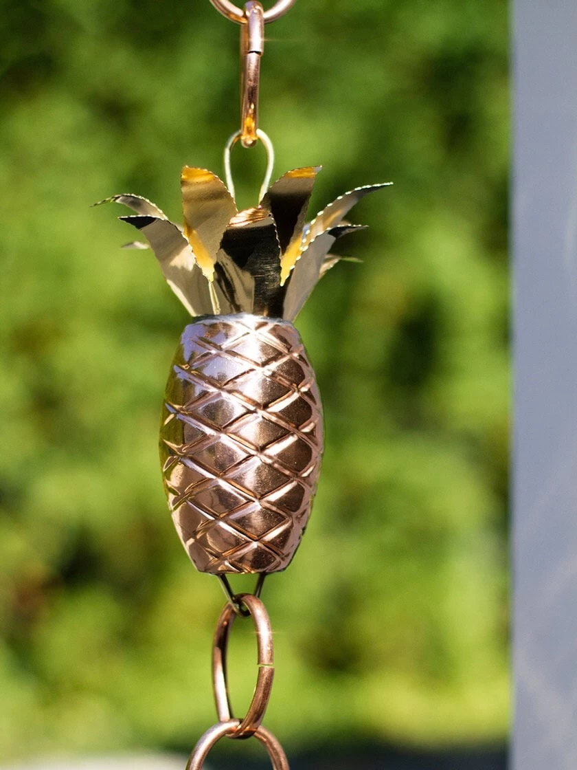 Pineapple Pure Copper Rain Chain, 8.5' - Image 4