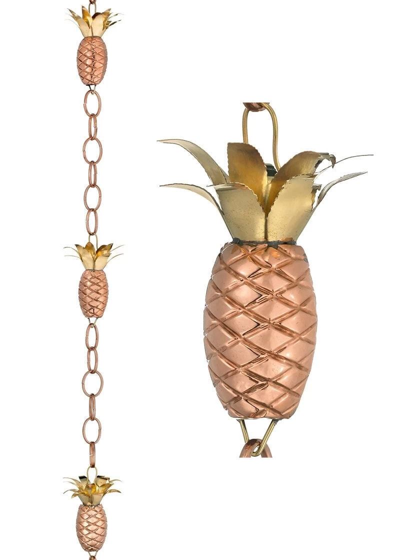 Pineapple Pure Copper Rain Chain, 8.5' - Image 2