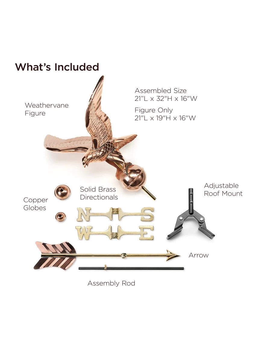 Eagle Cottage Copper Weathervane With Roof Mount - Image 2