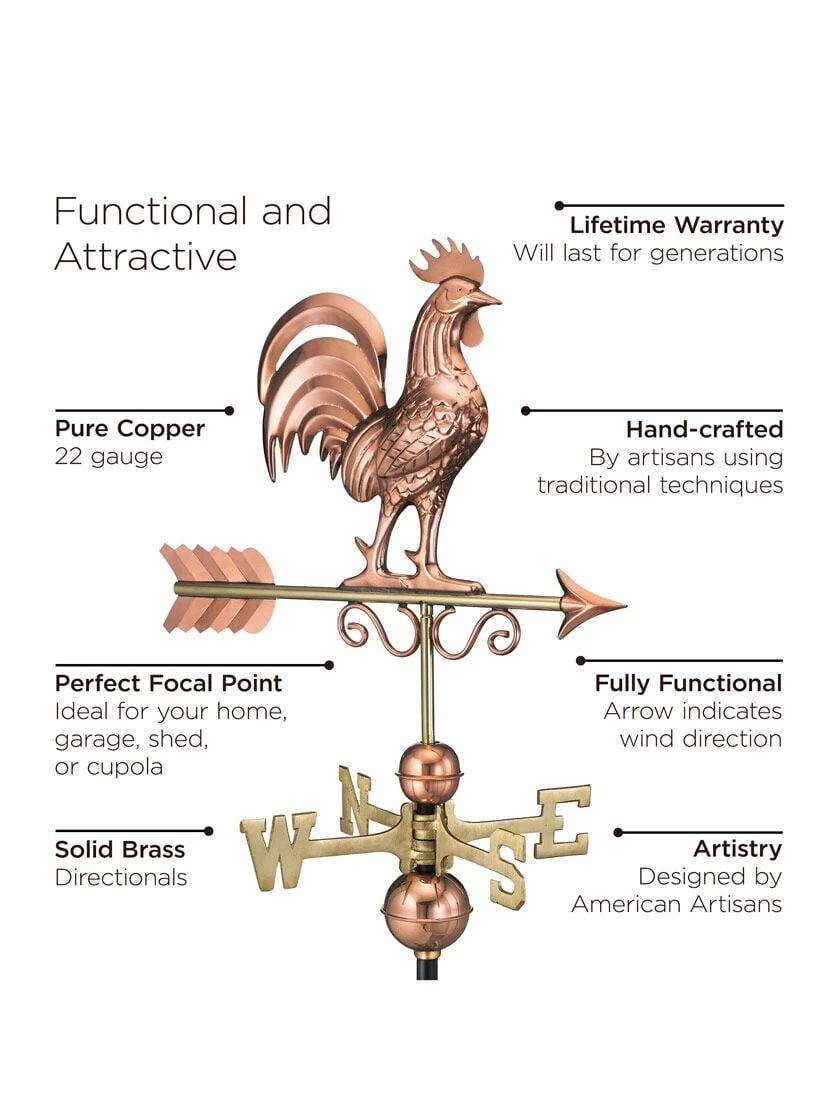 Bantam Rooster Copper Weathervane - Image 2