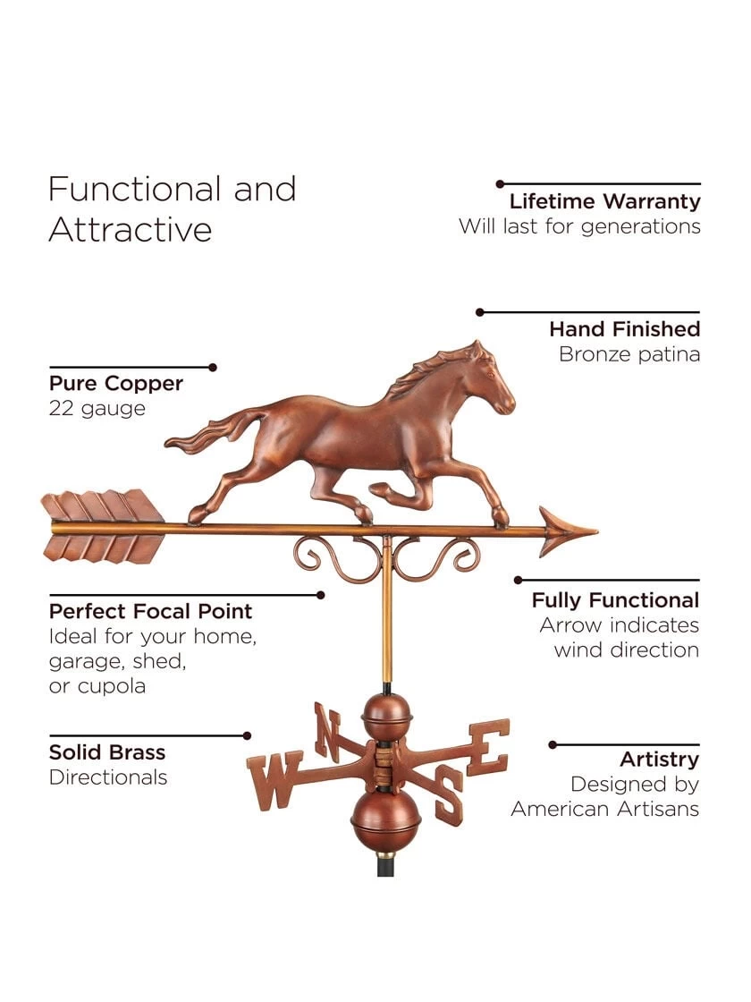 Galloping Horse Copper Weathervane - Image 2