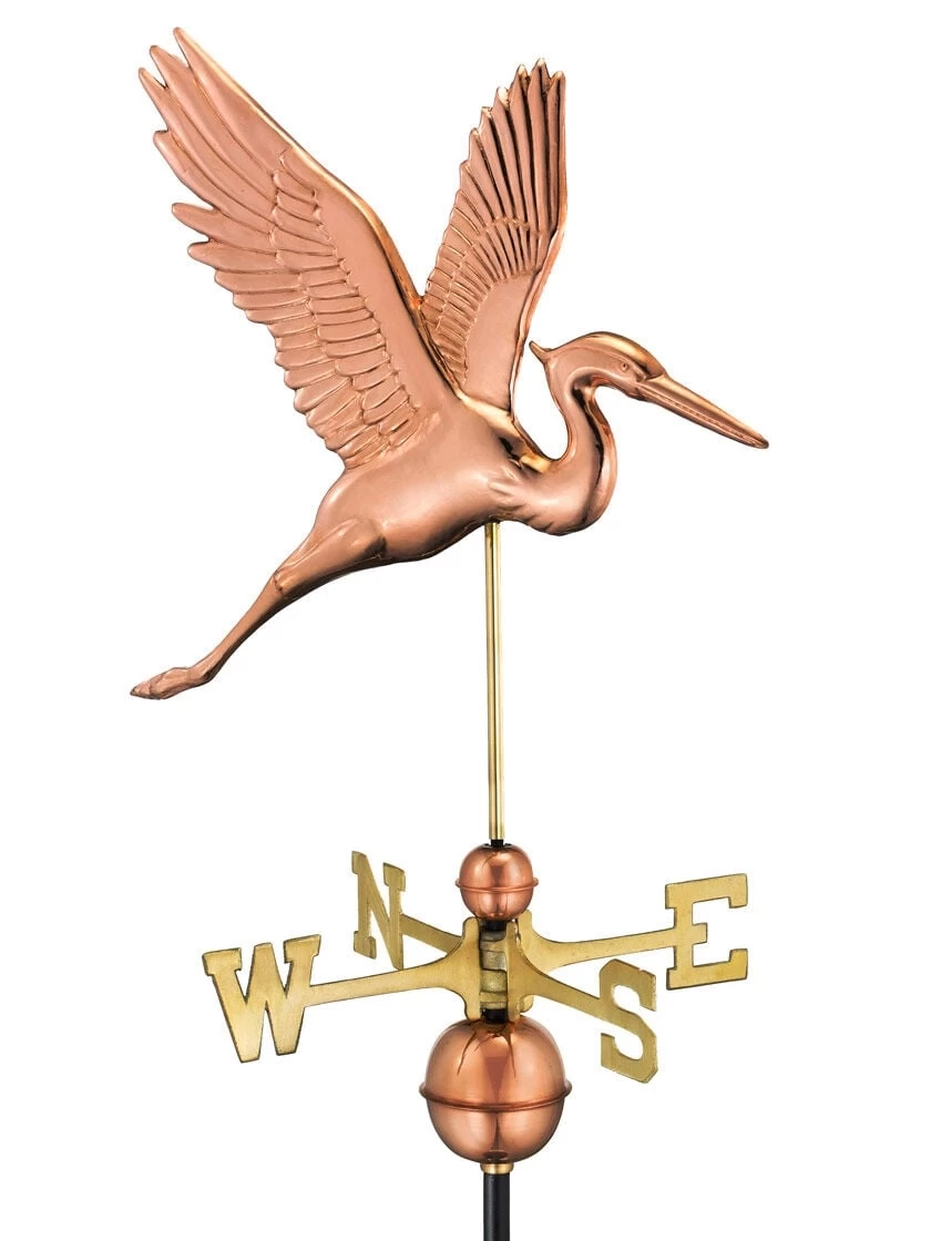 Graceful Blue Heron Copper Weathervane - Image 2