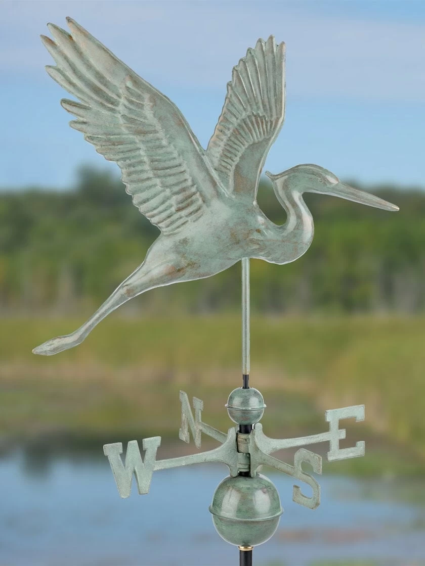 Graceful Blue Heron Copper Weathervane - Image 6