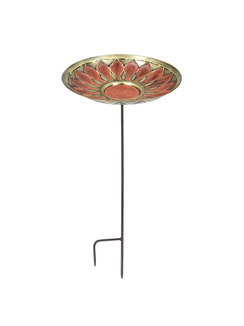 Achla Designs Red African Daisy Birdbath With Stake - Image 3