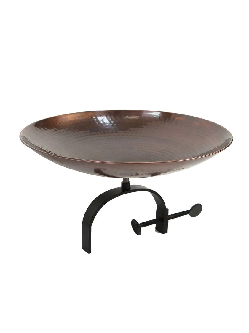 Achla Designs Burnt Copper Birdbath With Over-the-Rail Bracket - Image 2