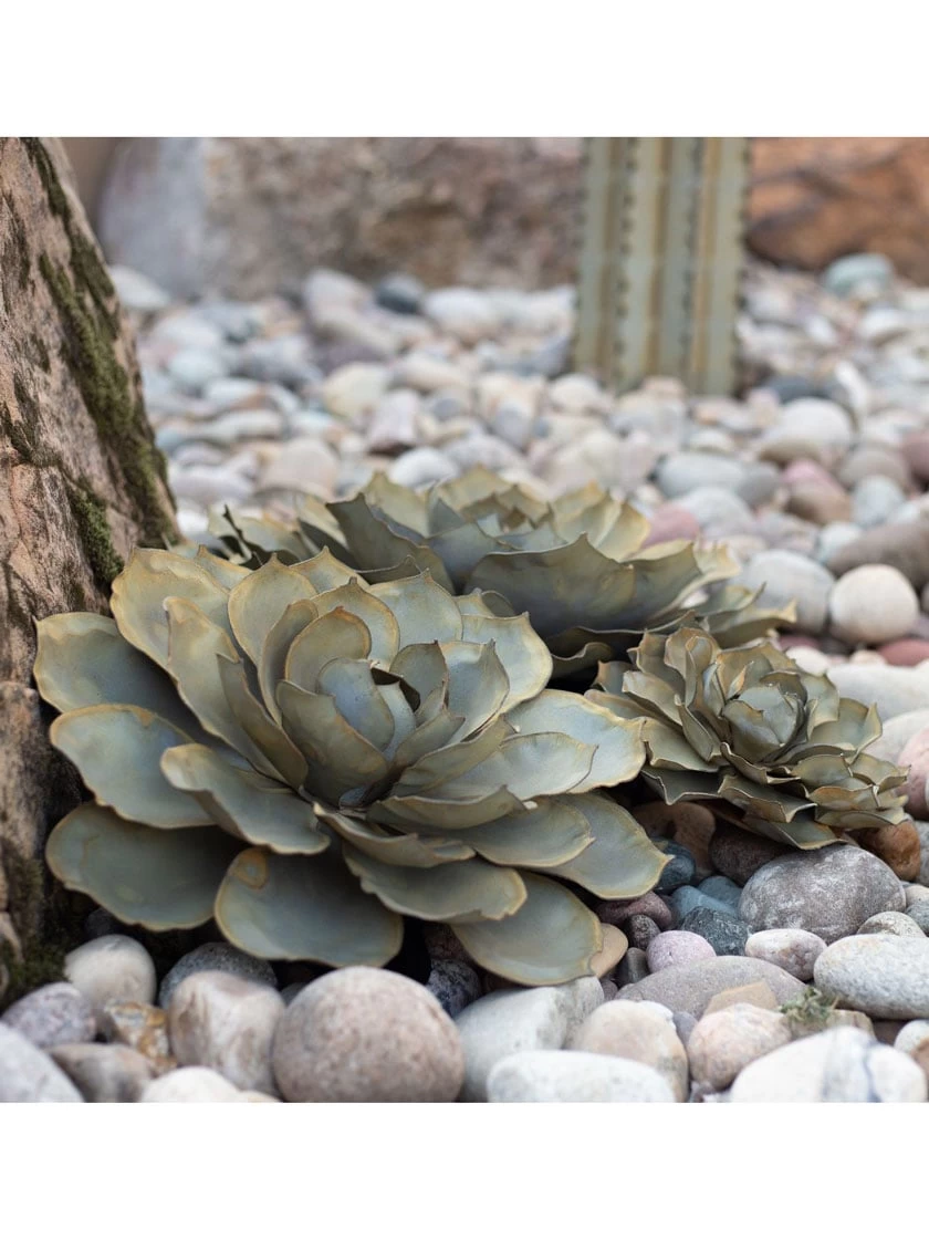 Desert Steel Blue Rose Succulent Sculpture - Image 2