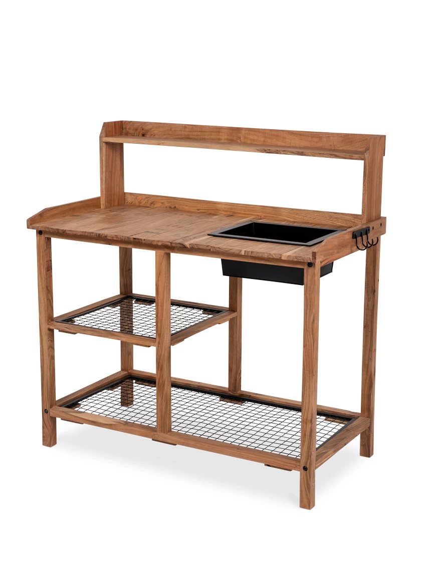 Dynamic Acacia Potting Bench With Soil Reservoir - Image 7