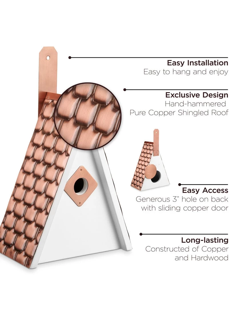 Swiss Chalet Bird House With Copper Roof - Image 4