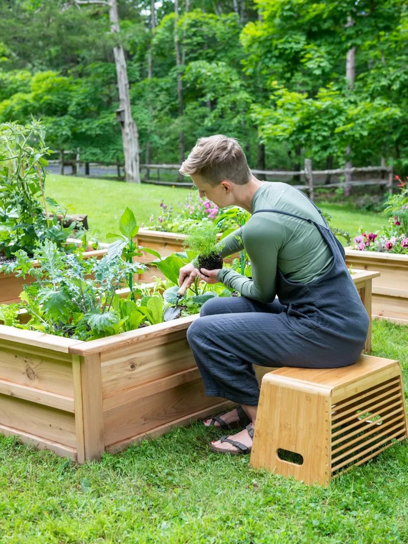 Bamboo Garden Stool And Basket Combo - Image 2
