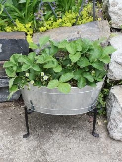 Achla Designs Mini Oval Galvanized Tub With Folding Stand