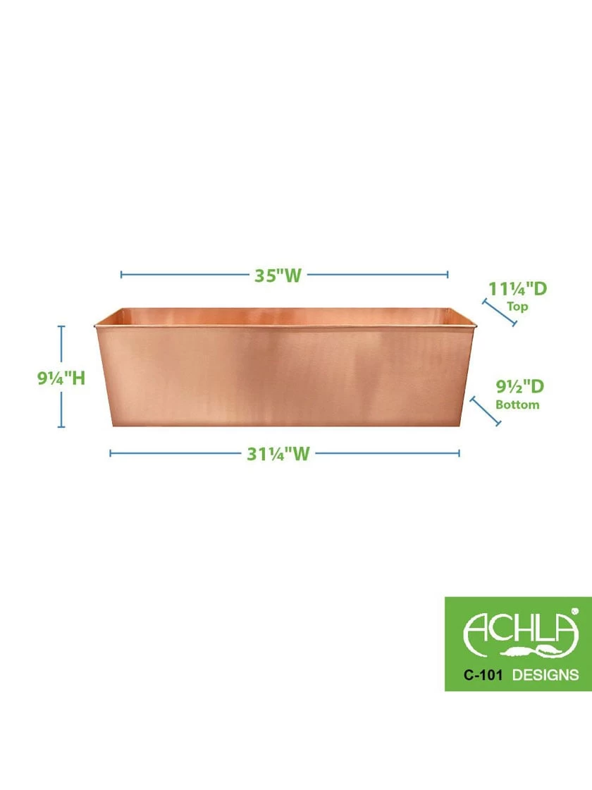 Achla Designs Solid Copper Flower Box, Large